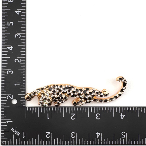 Leopard Rhinestone Brooch - Picture 7 of 7